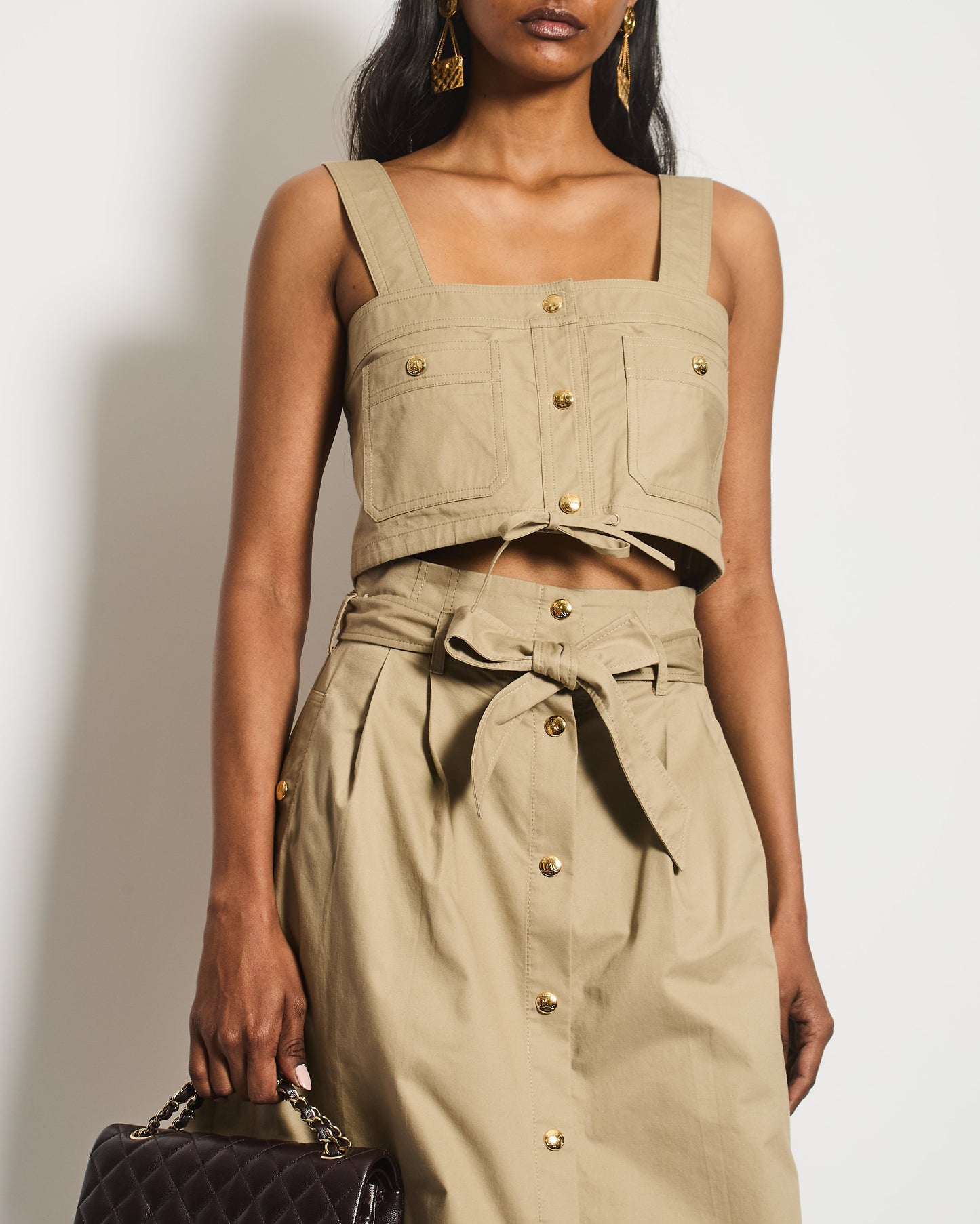 Celine Beige Military Jacket with Matching Top and Skirt Size FR 34/36 (UK 6/8)