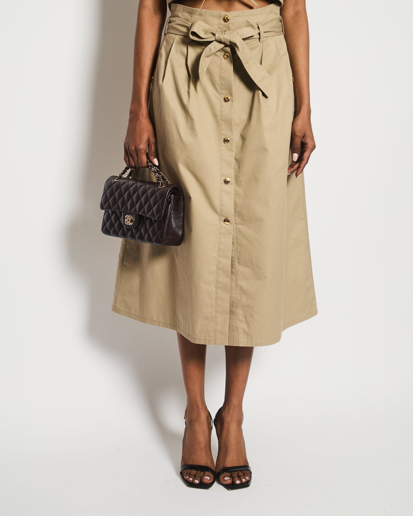 Celine Beige Military Jacket with Matching Top and Skirt Size FR 34/36 (UK 6/8)