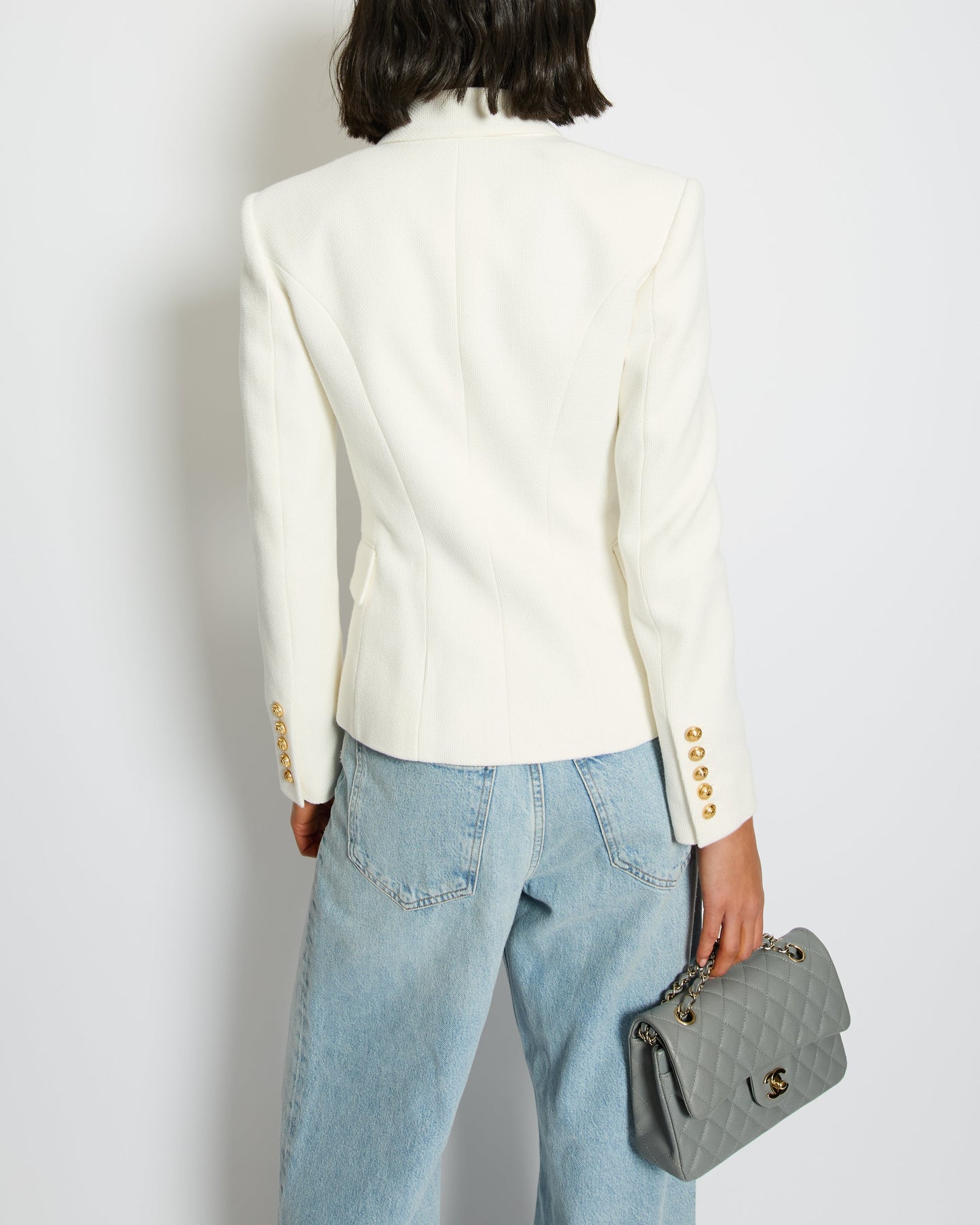 Balmain White Double Breasted Blazer Size FR 34 (UK 6)