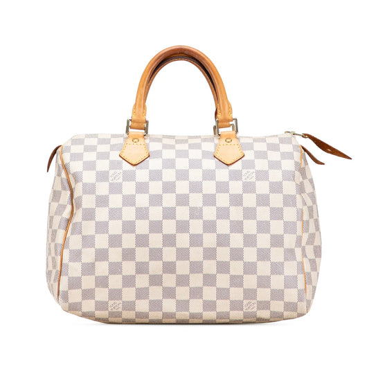 White Louis Vuitton Damier Azur Speedy 30 Boston Bag