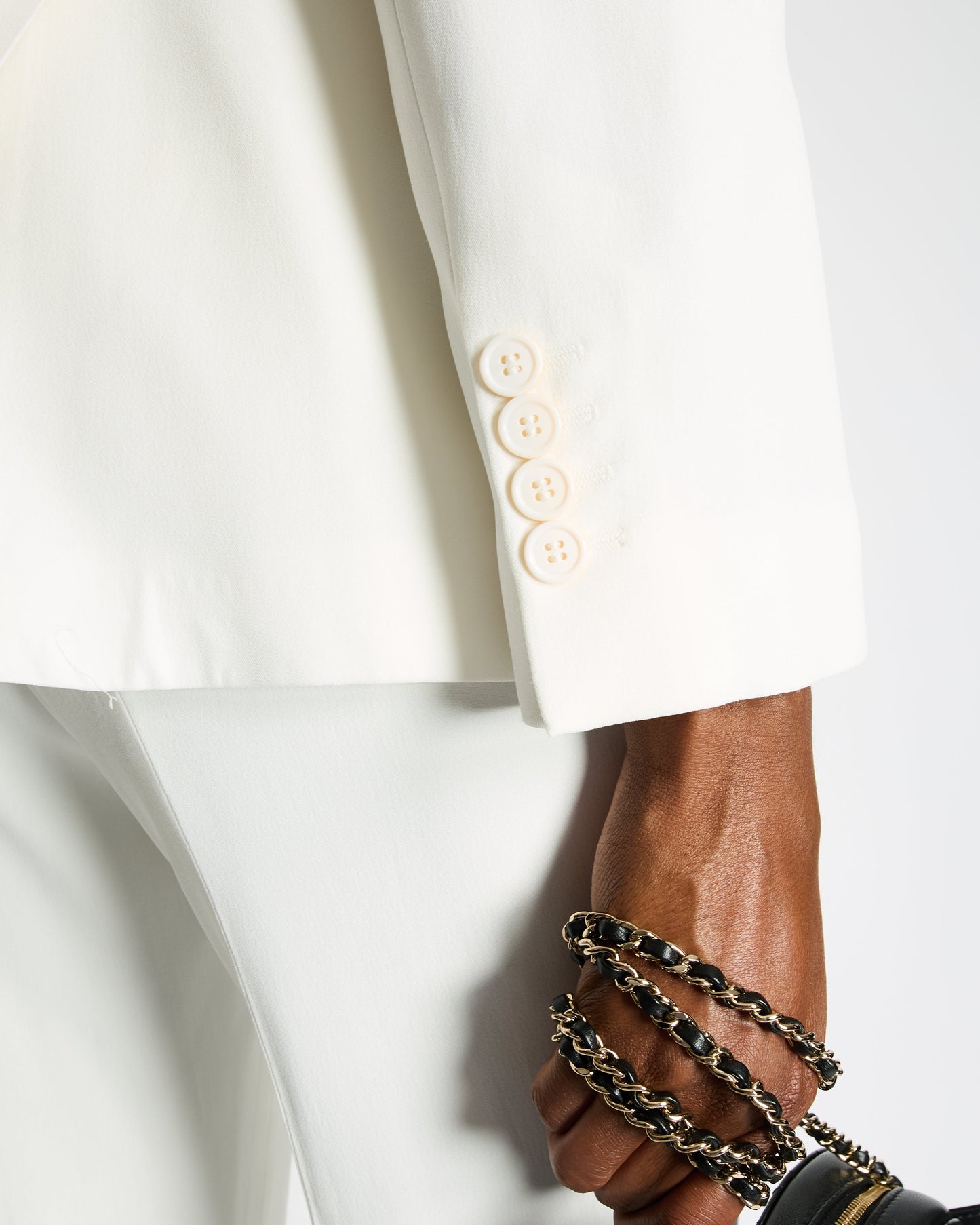 Alexander McQueen White Blazer Jacket and Matching Tro rs Set with White Button Details Size IT 42/44 (UK 10/12)