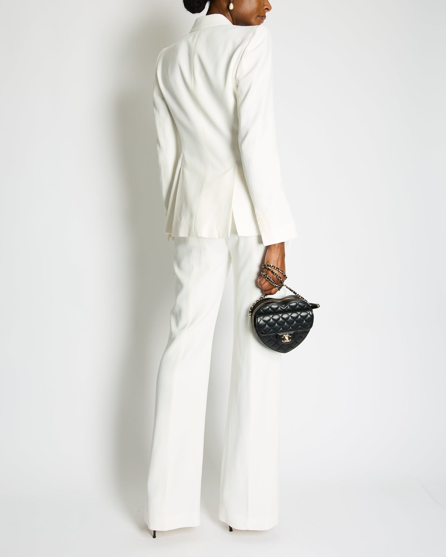 Alexander McQueen White Blazer Jacket and Matching Tro rs Set with White Button Details Size IT 42/44 (UK 10/12)