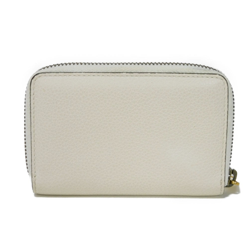 GUCCI Coin case 496319 0GCAT 8820 Textured leather Ivory x green x red Shelley Webb White   logo print Compact zip-around wallet unisex(Unisex)
