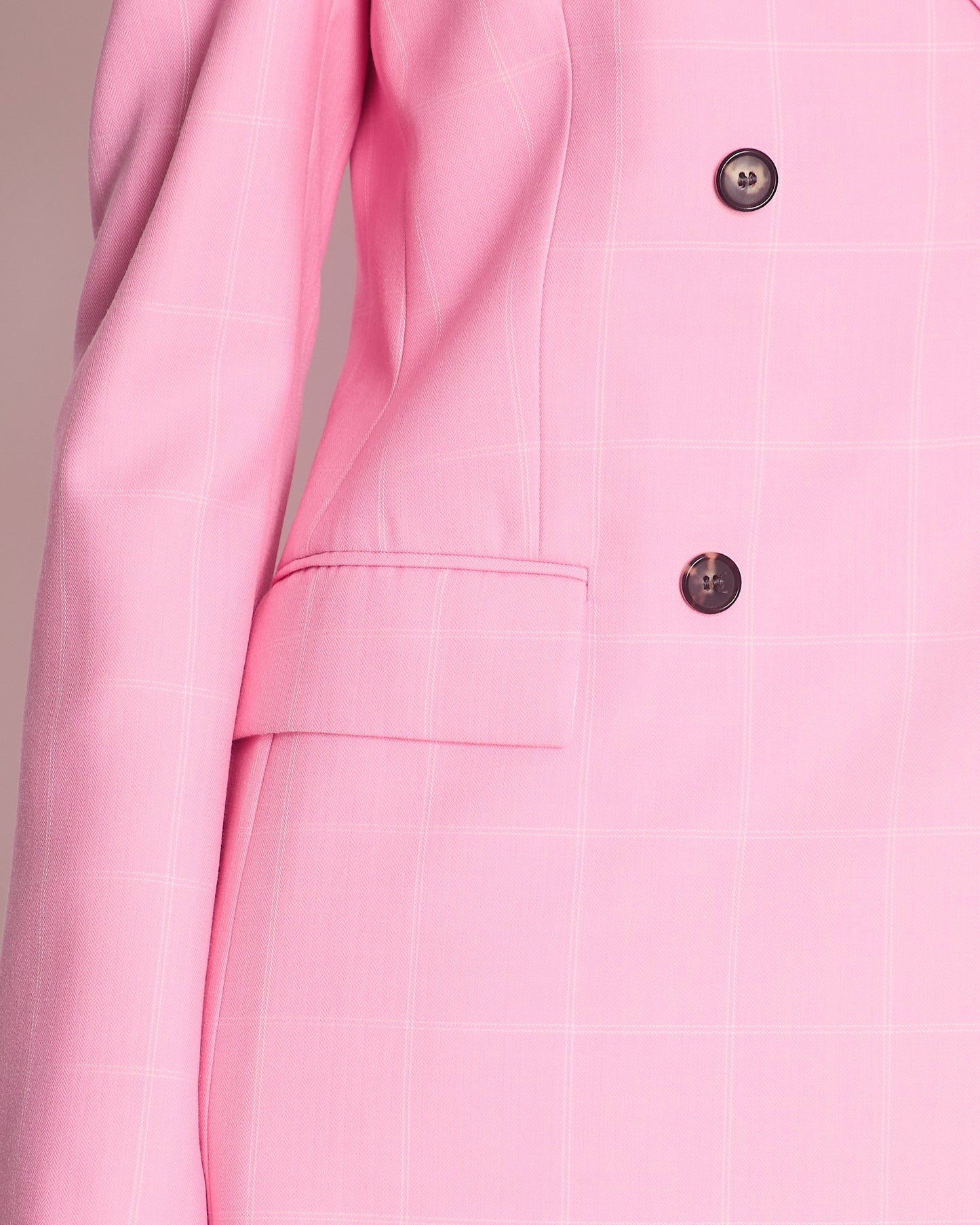 Calvin Klein Candy Pink Check Suit Jacket and Straight Let Tro rs Set Size FR 38 (UK 10)