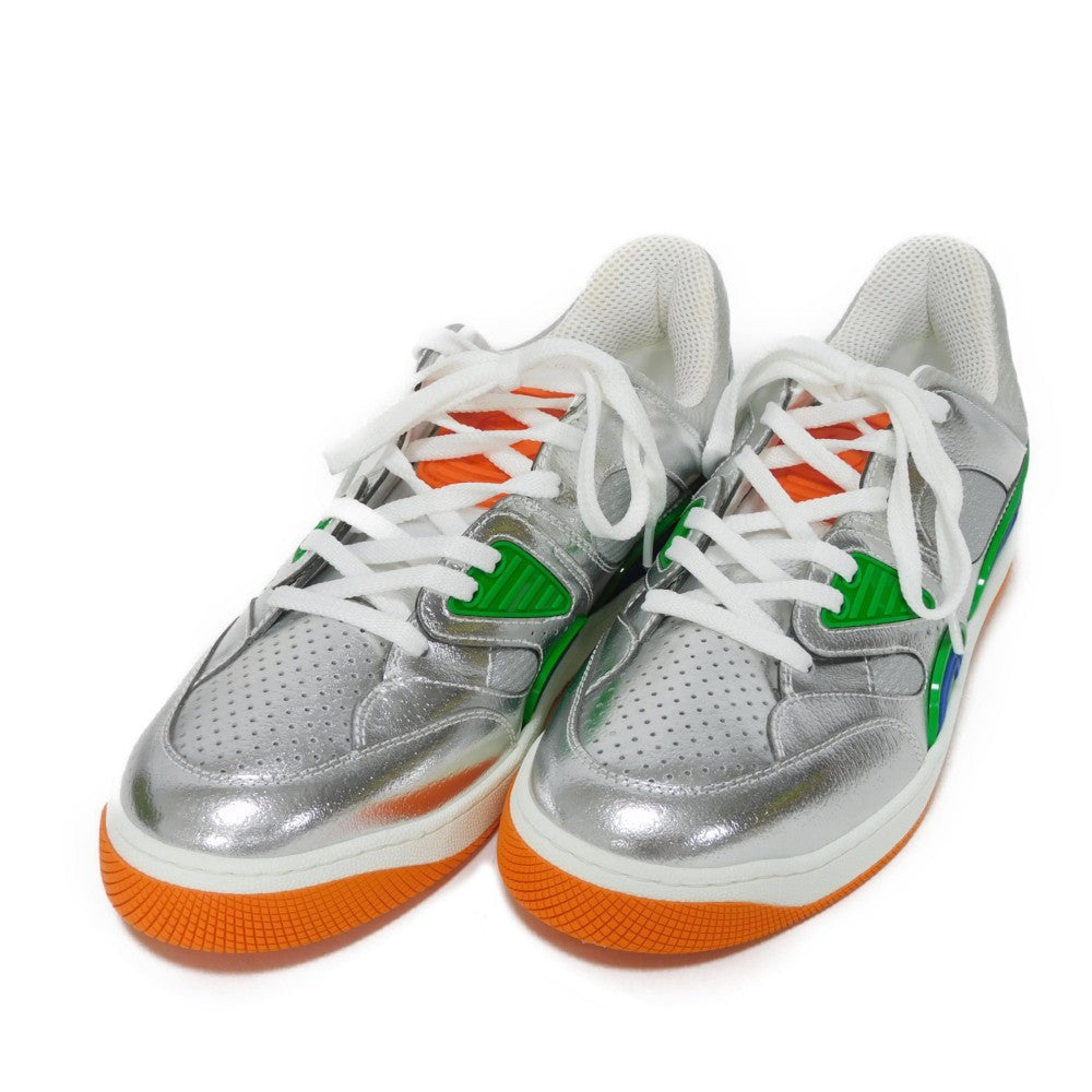 GUCCI sneakers 722429 AAA9I 8141 Fabric x rubber sole Silver Green Low Top Un d Interlocking G Good Game Basket mens 10