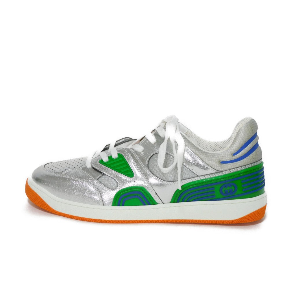 GUCCI sneakers 722429 AAA9I 8141 Fabric x rubber sole Silver Green Low Top Un d Interlocking G Good Game Basket mens 10