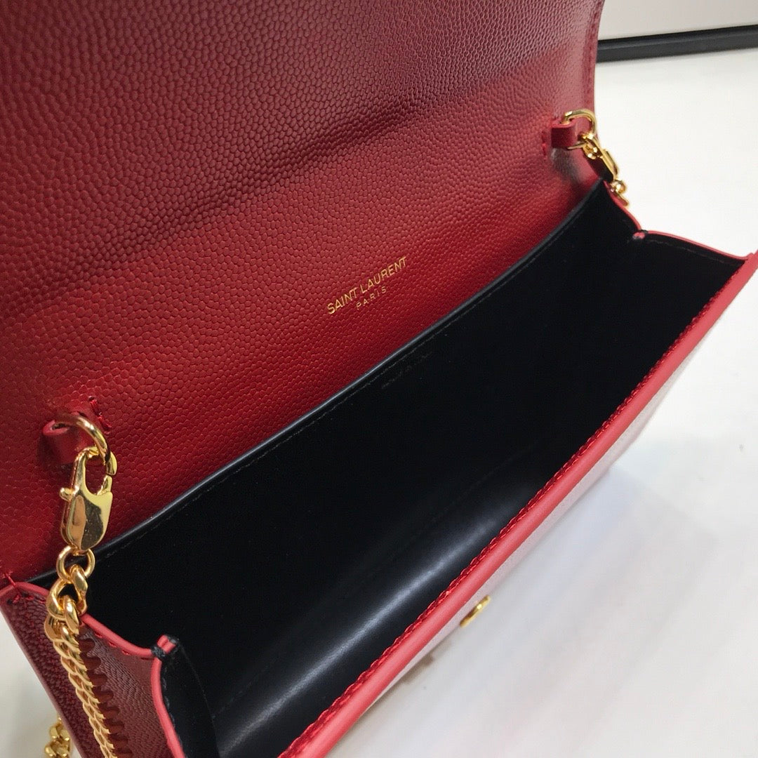 YSSL Uptown Chain Wallet Red For Women 7in/19cm YSL 