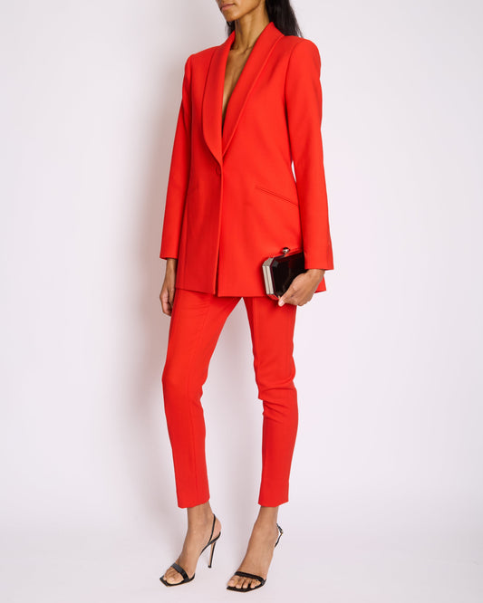*CURRENT SEASON* Carolina Herrera Red Three Piece Tro rs, Jacket and Blo  Set Size US 0 (UK 4)