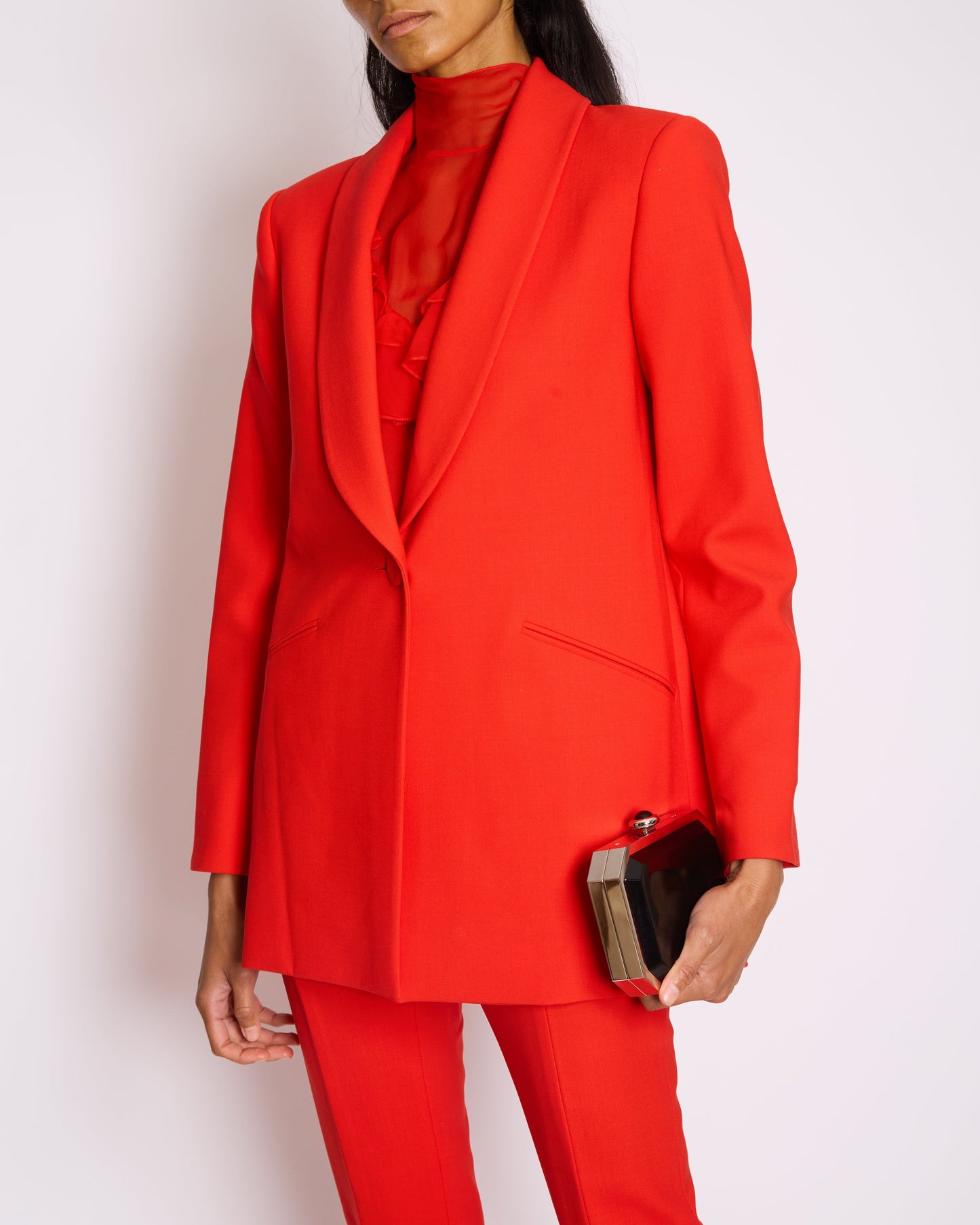 *CURRENT SEASON* Carolina Herrera Red Three Piece Tro rs, Jacket and Blo  Set Size US 0 (UK 4)