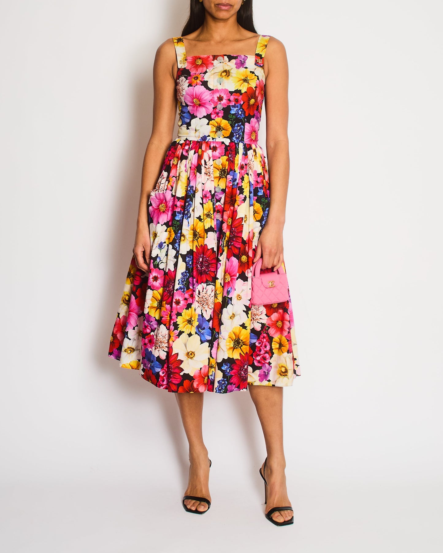 Dolce Gabbana Floral Poplin Midi Dress Size IT 38 (UK 6)