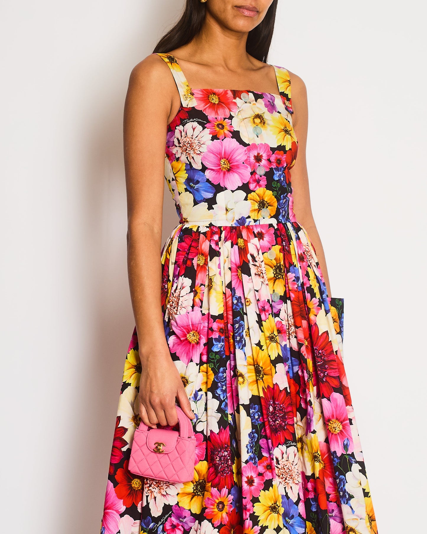 Dolce Gabbana Floral Poplin Midi Dress Size IT 38 (UK 6)