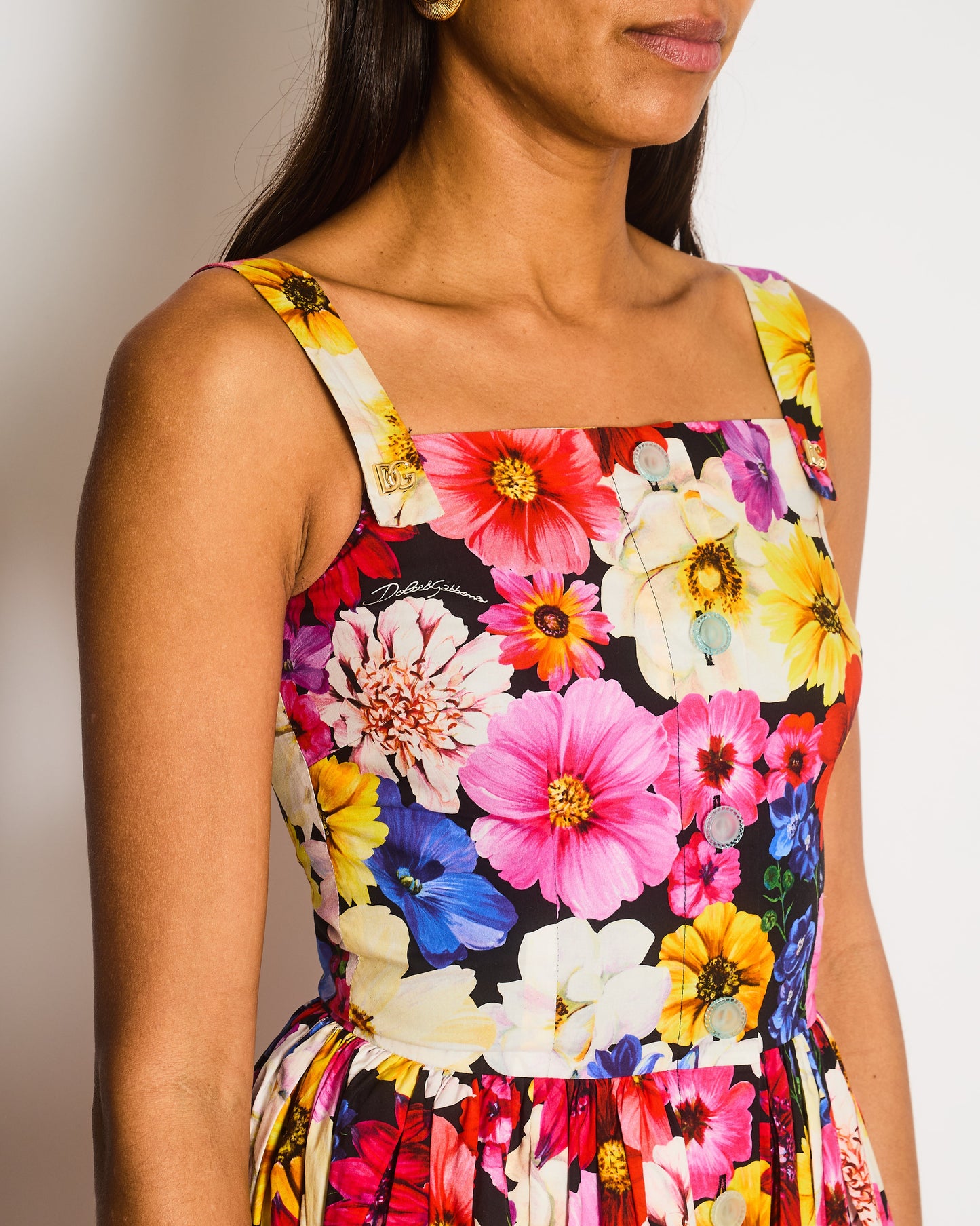 Dolce Gabbana Floral Poplin Midi Dress Size IT 38 (UK 6)