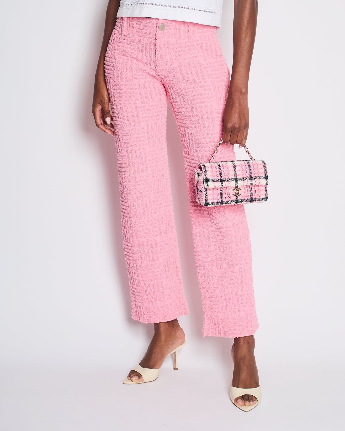 Bottega Veneta Pink Wide Leg Intreccio Tro rs Size IT 36 (UK 4)