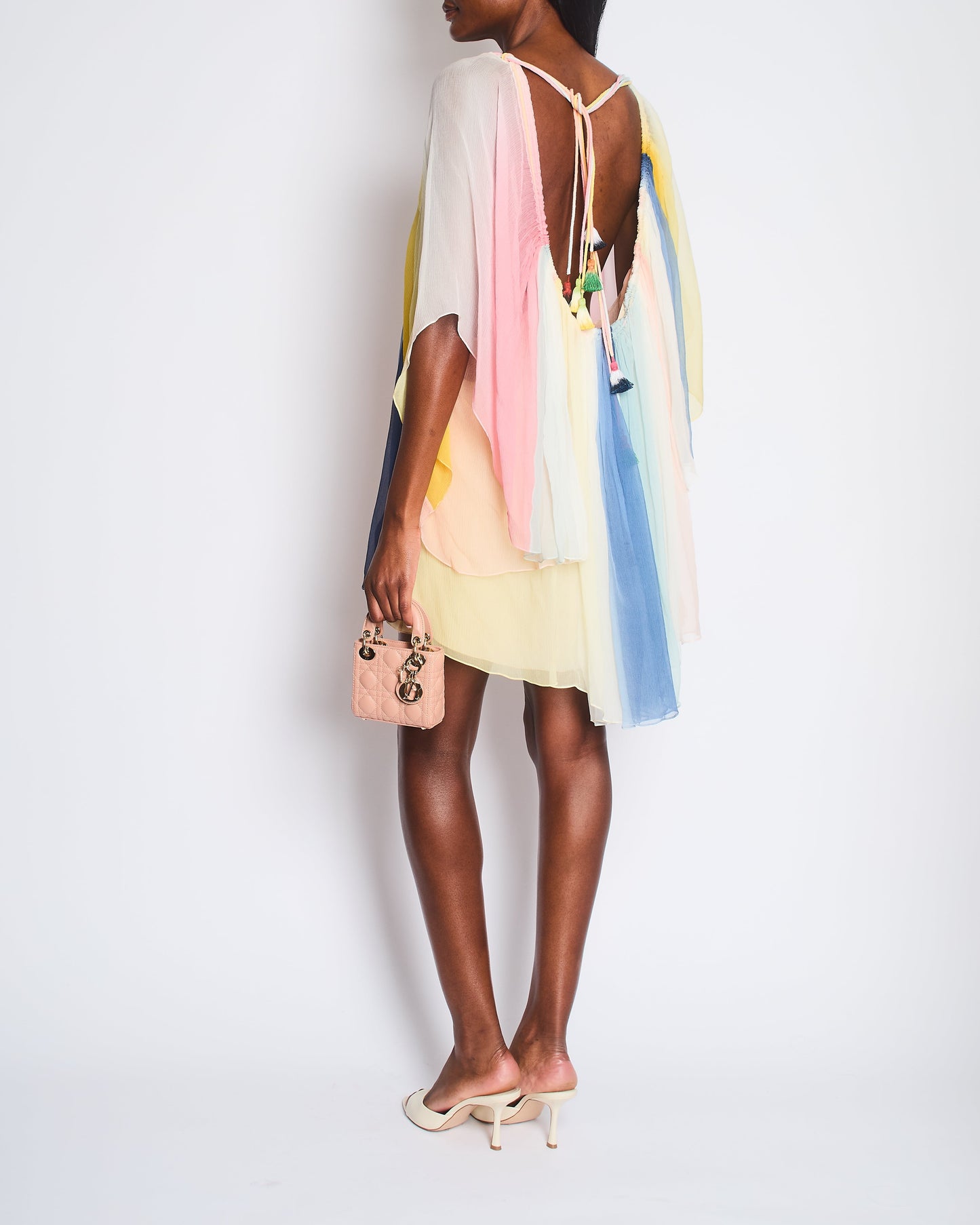 ChloŽ Multicolour Rainbow Silk Long Sleeve Mini Dress Size FR 42 (UK 14)