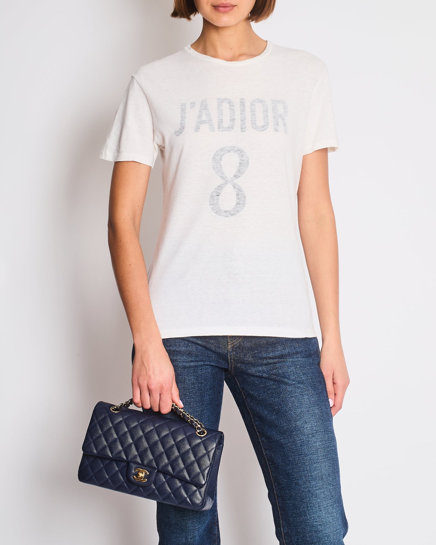 Christian Dior White J'Adore Short Sleeve T-Shirt Size XS (UK 4/6)
