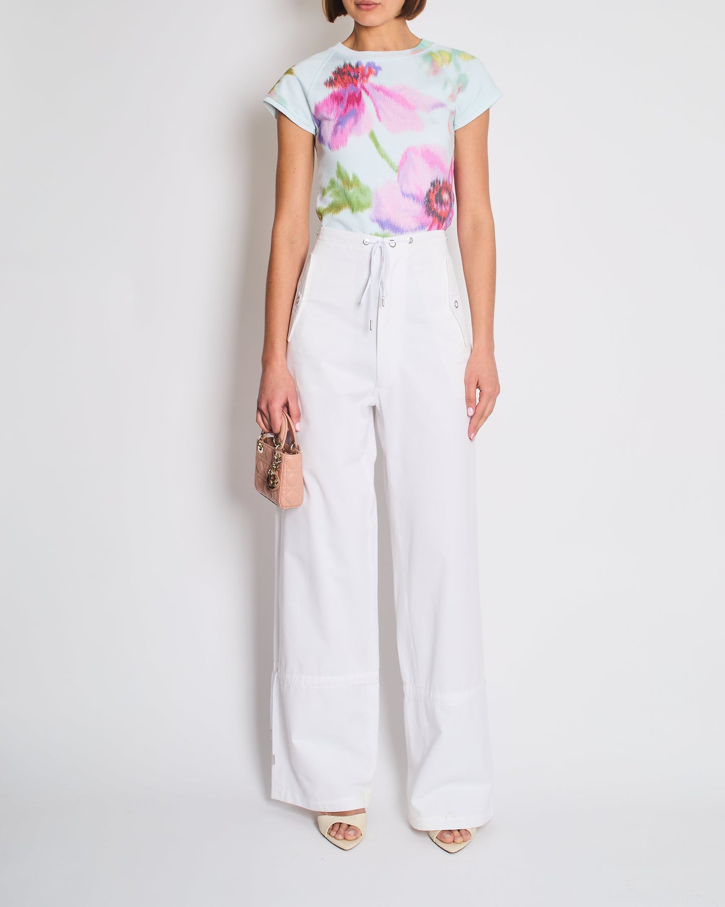 Dion Lee White Cargo Tro rs with Pocket and Drawstring Detail Size FR 34 (UK 6)