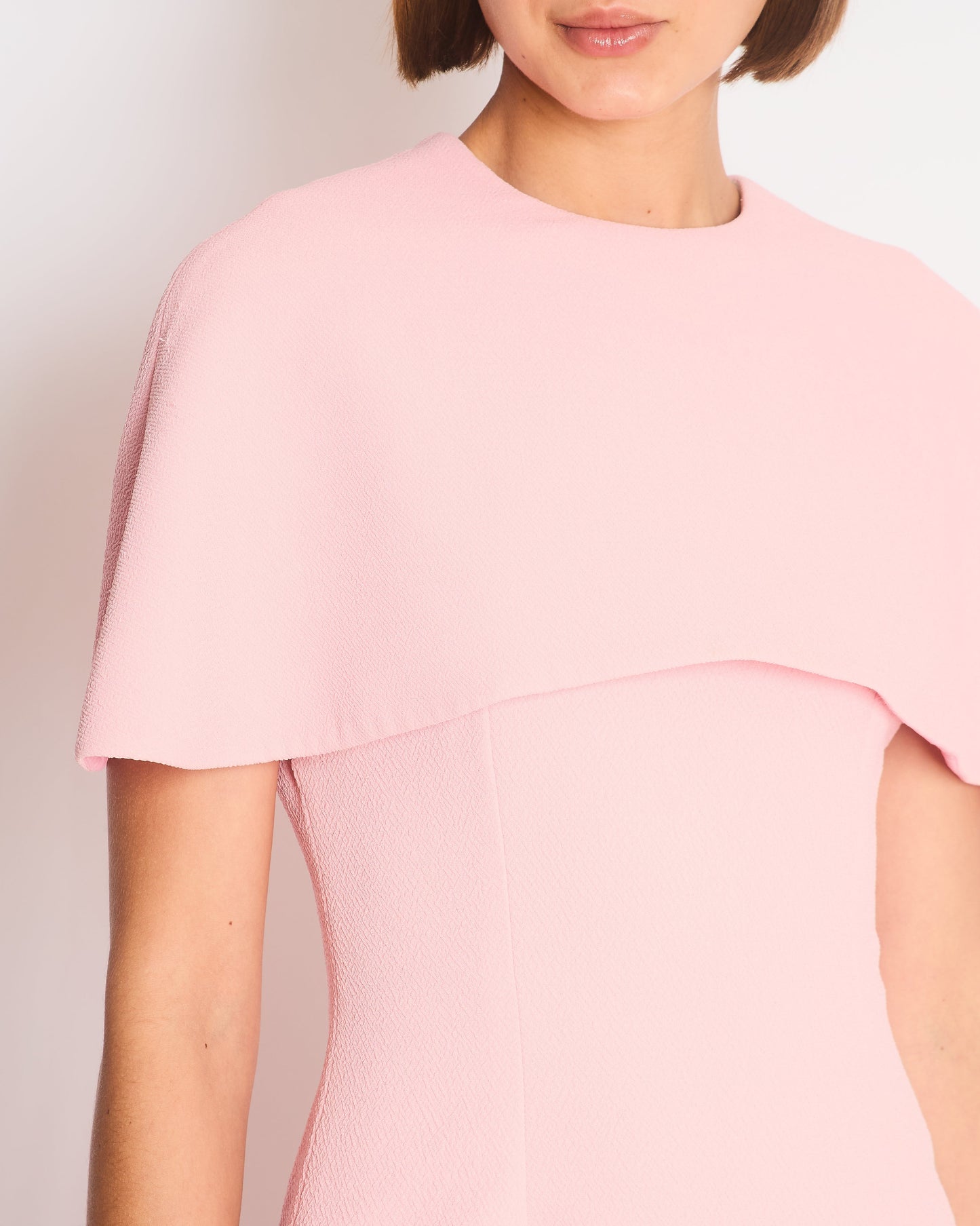 Emilia Wickstead Light Pink Crepe Maxi Dress with Cape and Split Detail Size FR 36 (UK 8)