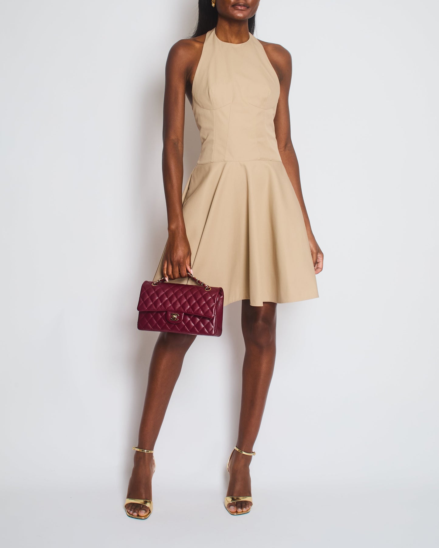 Ala•a Beige Halter Neck Mini Dress Size FR 36 (UK 8)