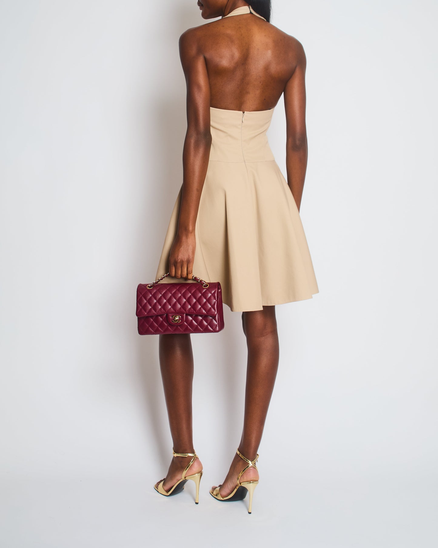 Ala•a Beige Halter Neck Mini Dress Size FR 36 (UK 8)