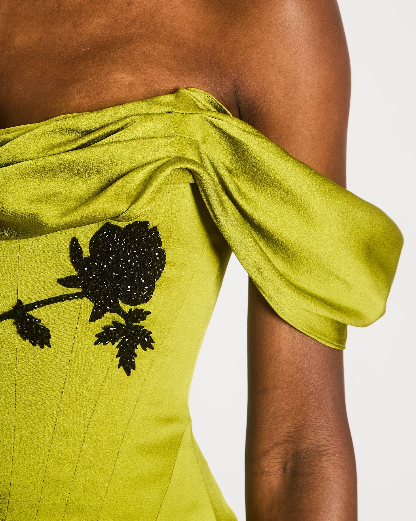 Clio Peppiatt Corset Paloma Green with Black Embroidery Detail Maxi Dress Size S (UK 4/6) RRP £2450