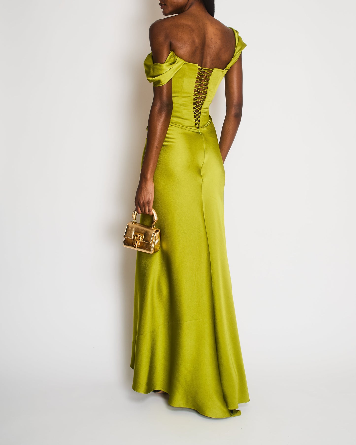 Clio Peppiatt Corset Paloma Green with Black Embroidery Detail Maxi Dress Size S (UK 4/6) RRP £2450
