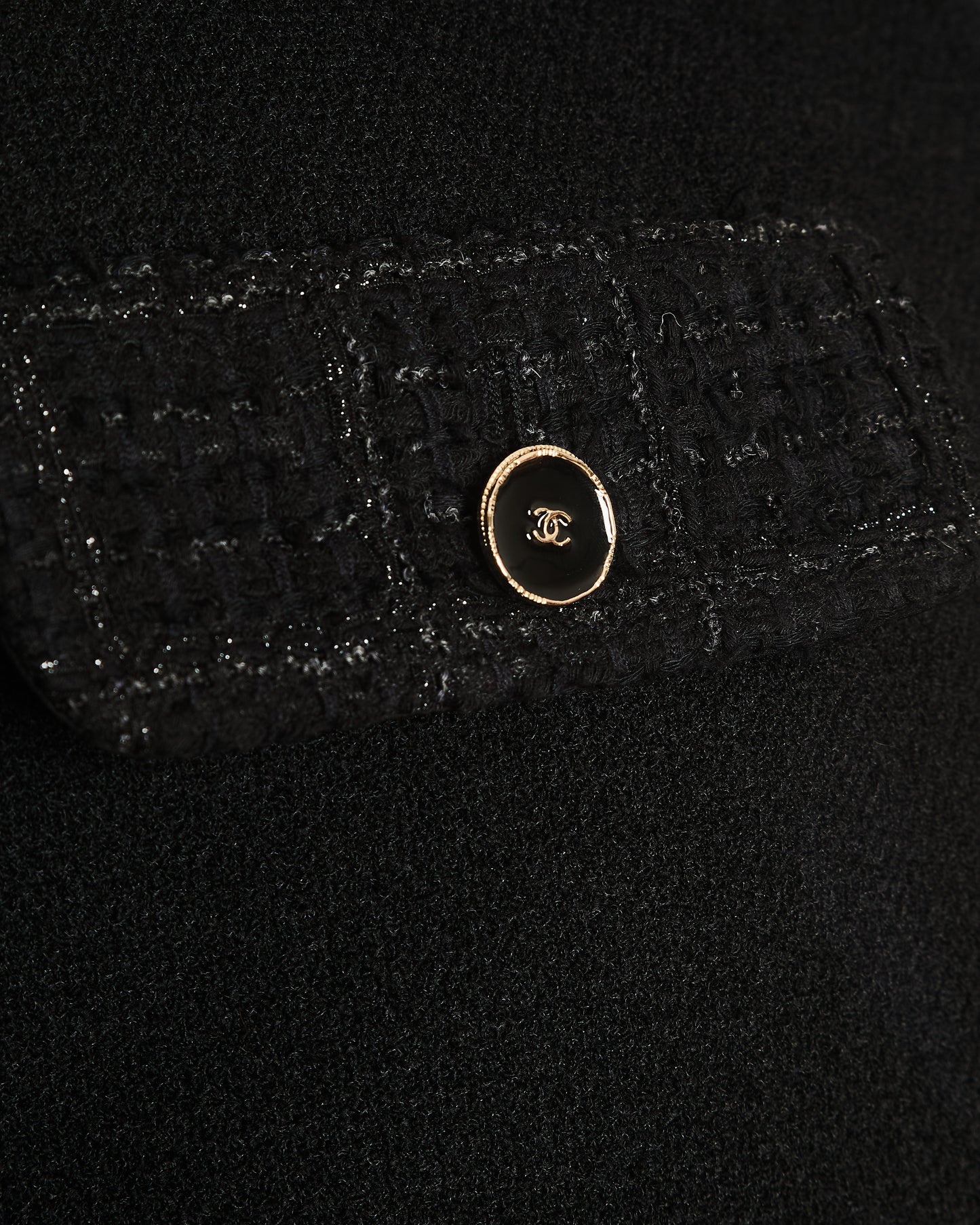 Chanel Black Wool Bomber Jacket with Tweed Details and CC Logo Buttons Detail Size FR 42 (UK 14)