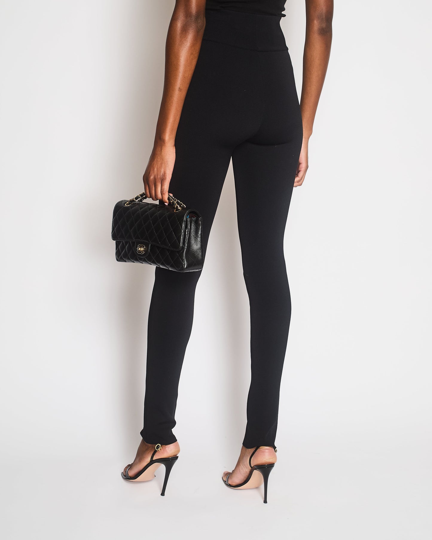 Alaia Black Leggings with Zip Split Detail Size FR 34 (UK 6)
