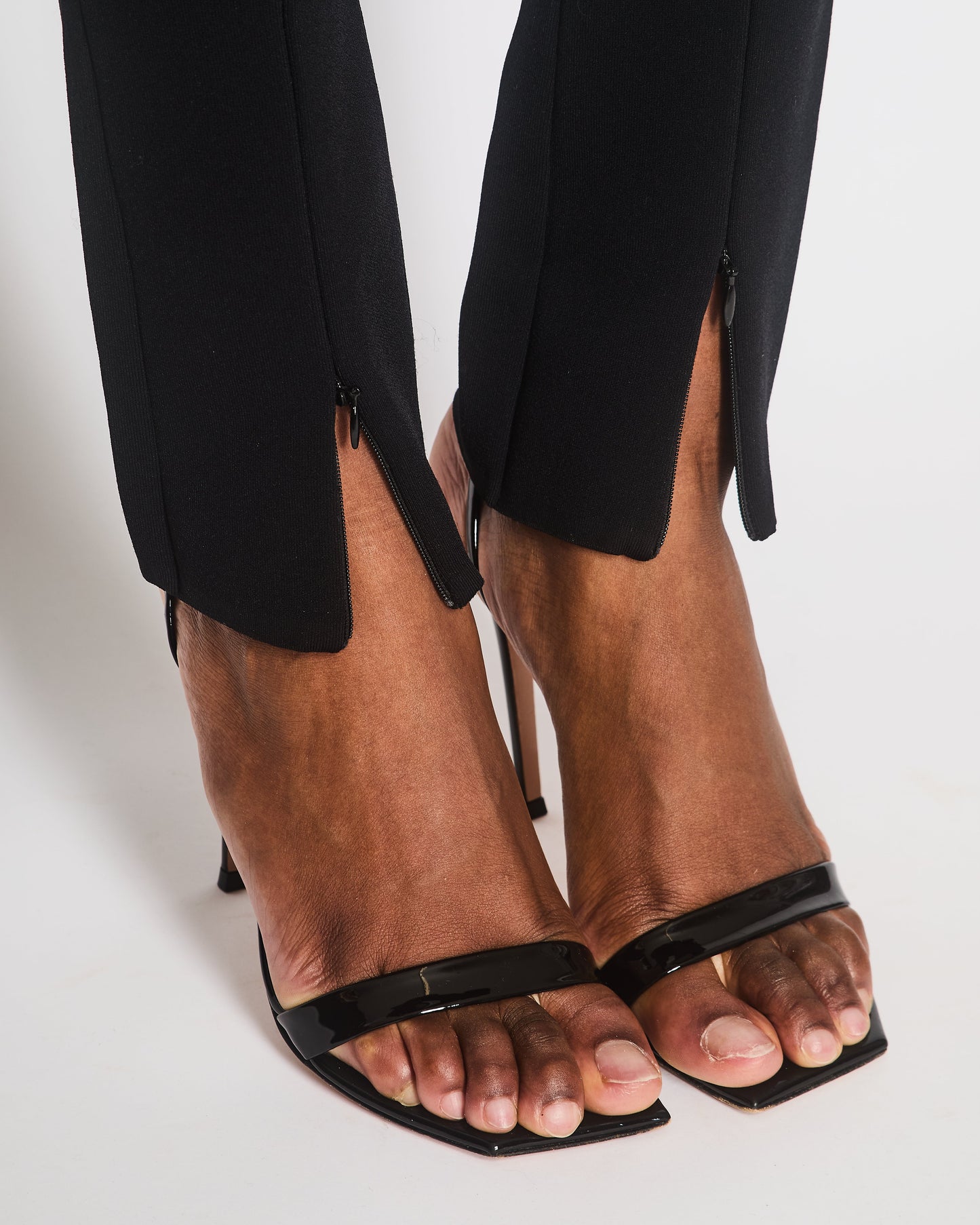Alaia Black Leggings with Zip Split Detail Size FR 34 (UK 6)