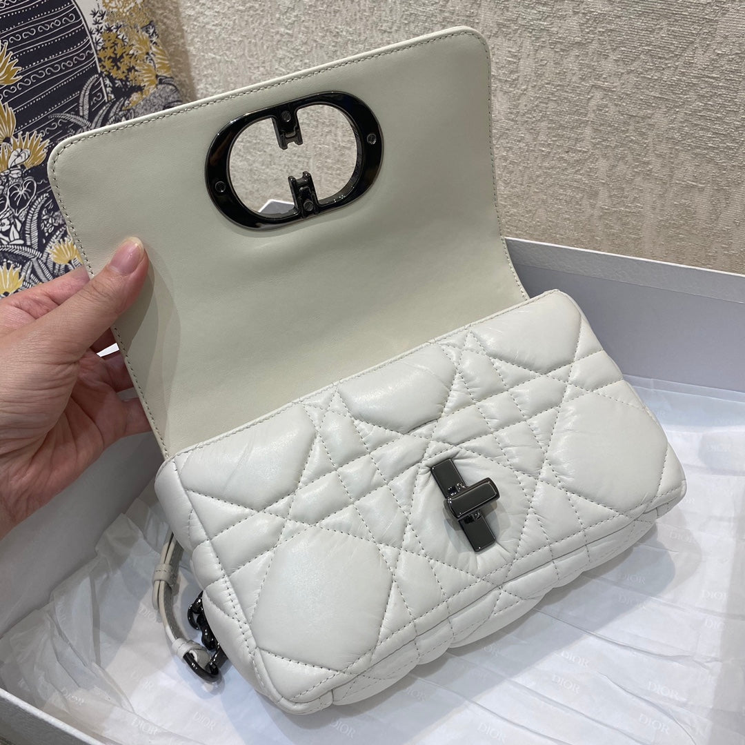 Top Quality Mini Caro Bag Latte Matte Padded Macrocannage, Latte White, For Women Womens Handbags, Crossbody Bags, 20cm CD