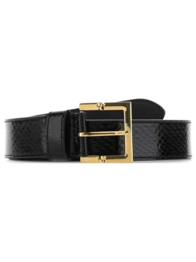 Luxury Saint Laurent Trending 2025 Snake Leather Belt Black
