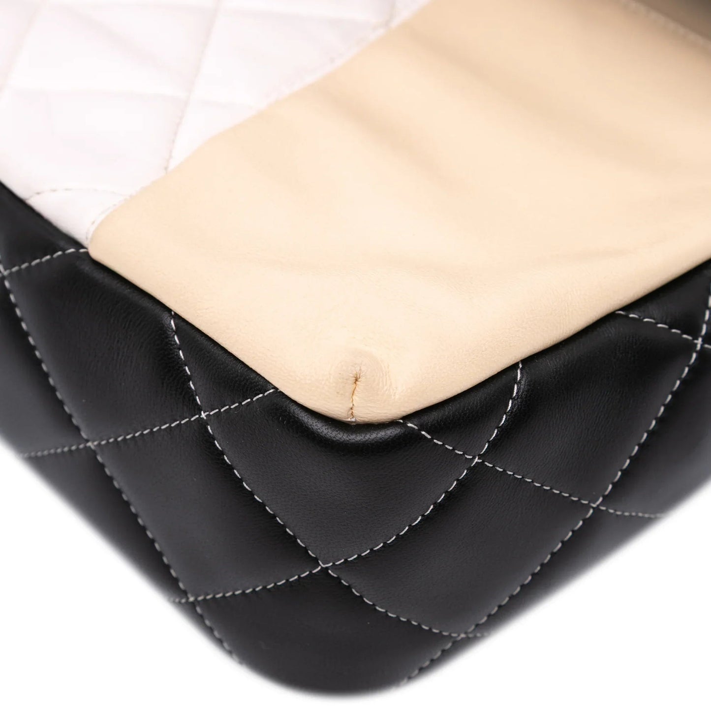 Brown Chanel Jumbo Classic Tricolor Lambskin Colorblock Double Flap Shoulder Bag