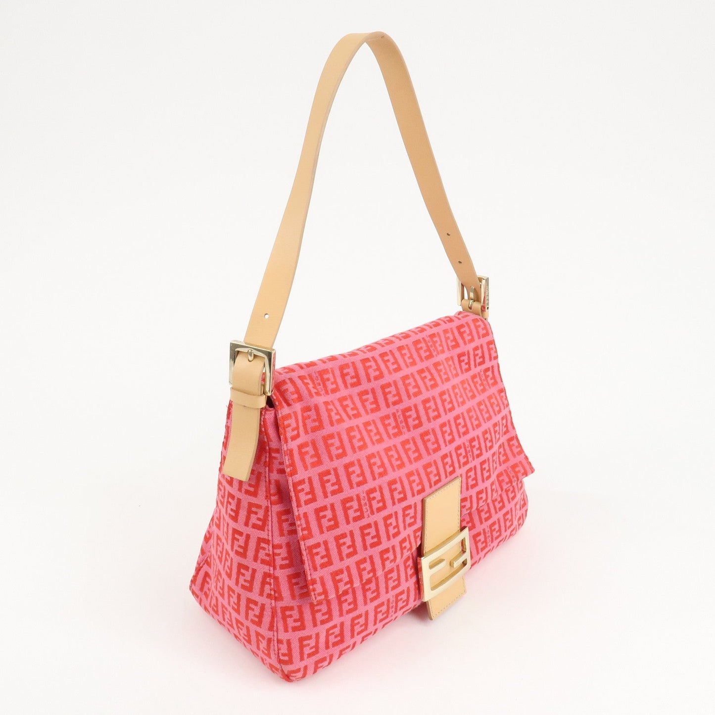 FENDI Mamma Baguette Zucchino Canvas Leather  Shoulder Bag 8BR001  d