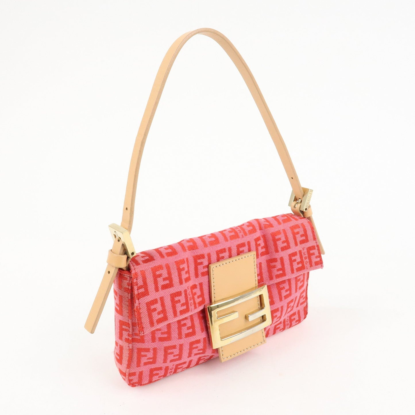 FENDI Mini Mamma Baguette Zucchino Canvas Leather Hand Bag  d