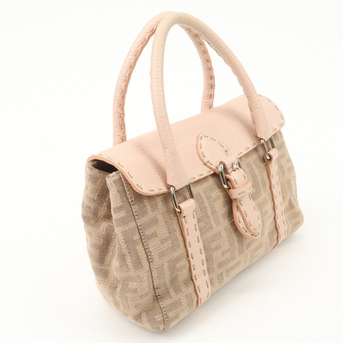 FENDI Zucca Selleria Leather Mini Linda Hand Bag Pink 8BR486  d