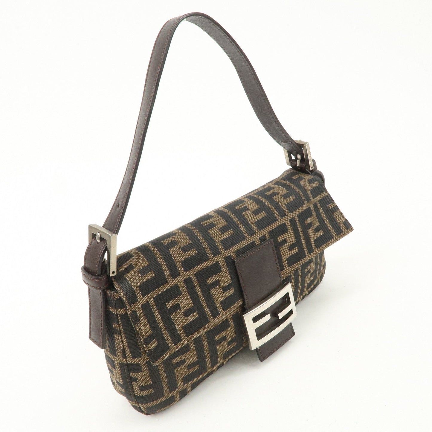 FENDI Zucca Mamma Baguette Canvas Shoulder Bag Brown Black 26424  d