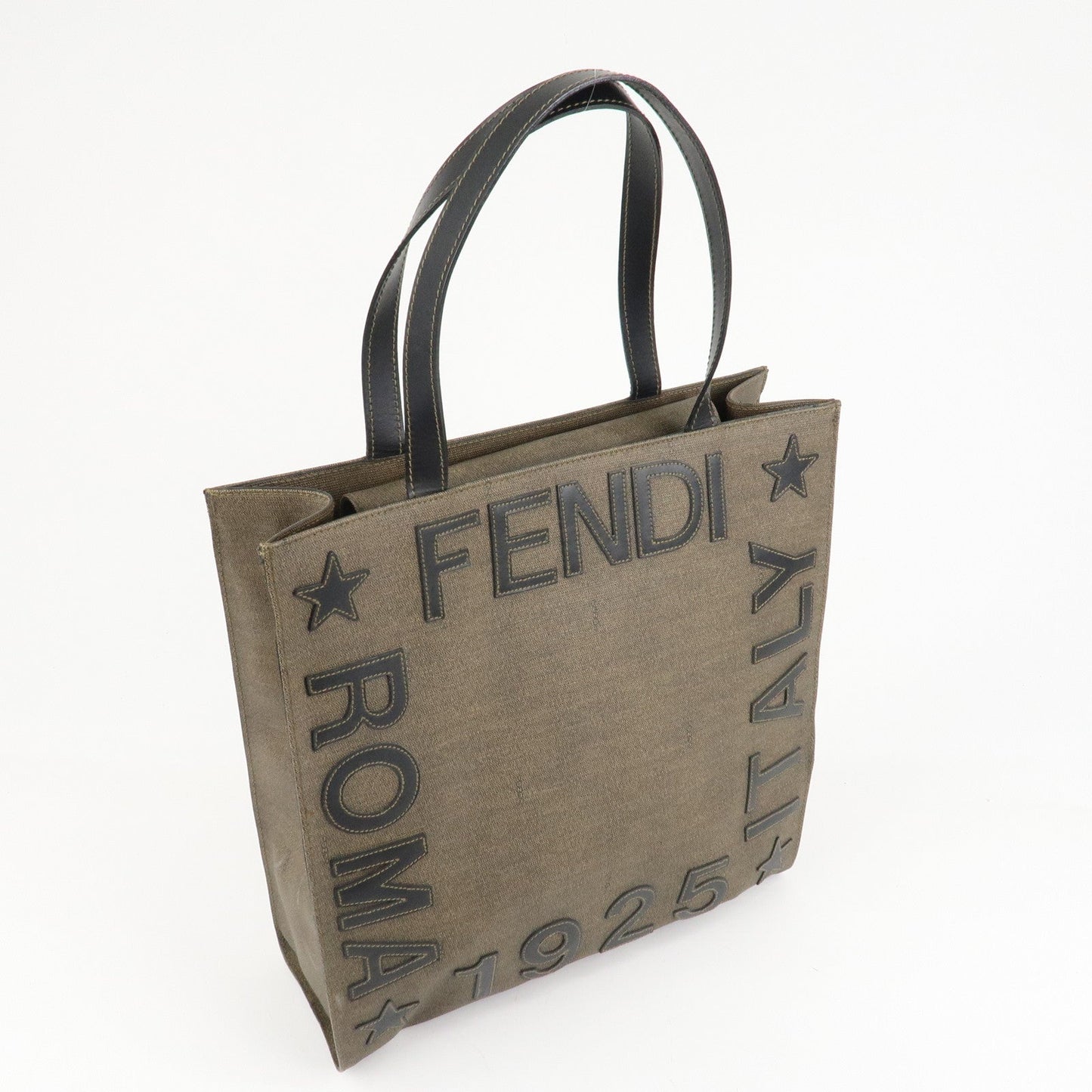 FENDI PVC Leather Tote Bag Hand Bag Shoulder Bag Brown Black  d