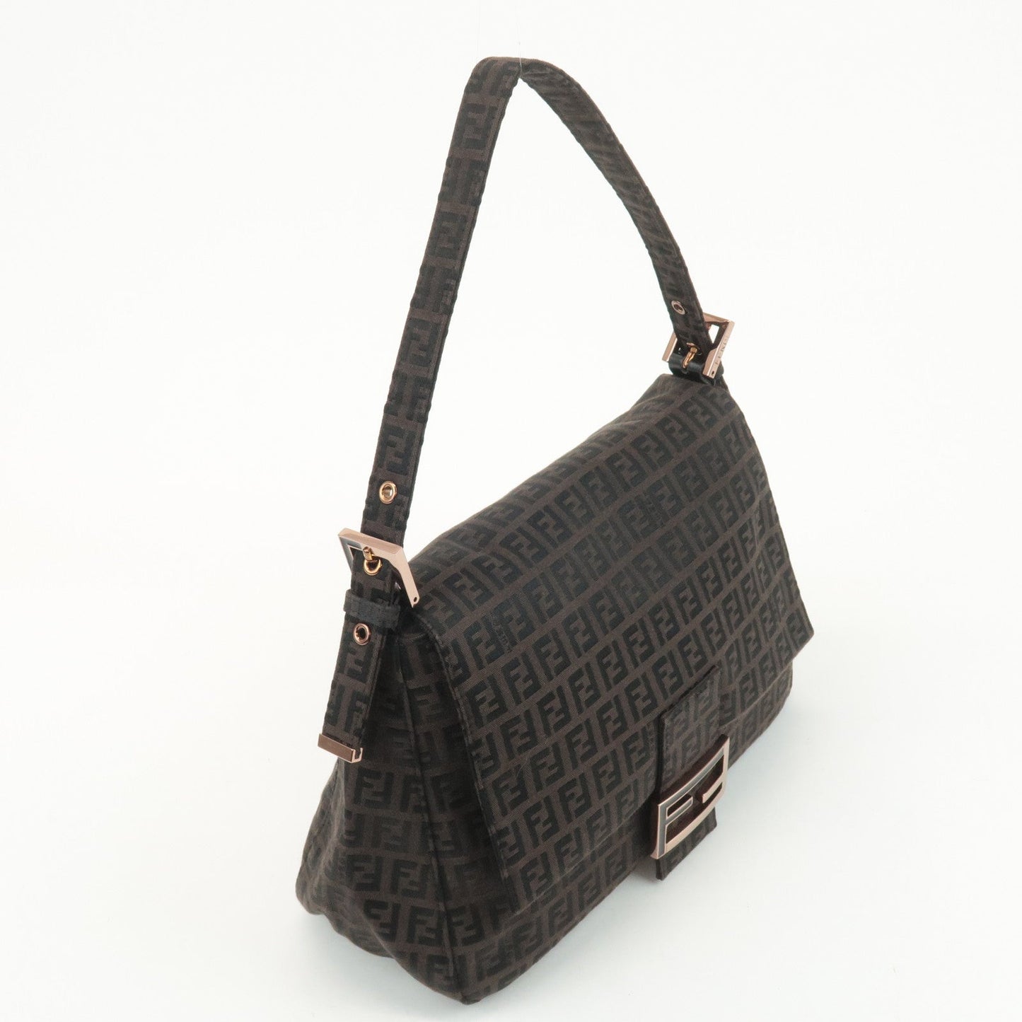 FENDI Zucchino Mamma Baguette Canvas Leather Shoulder Bag 8BR001  d