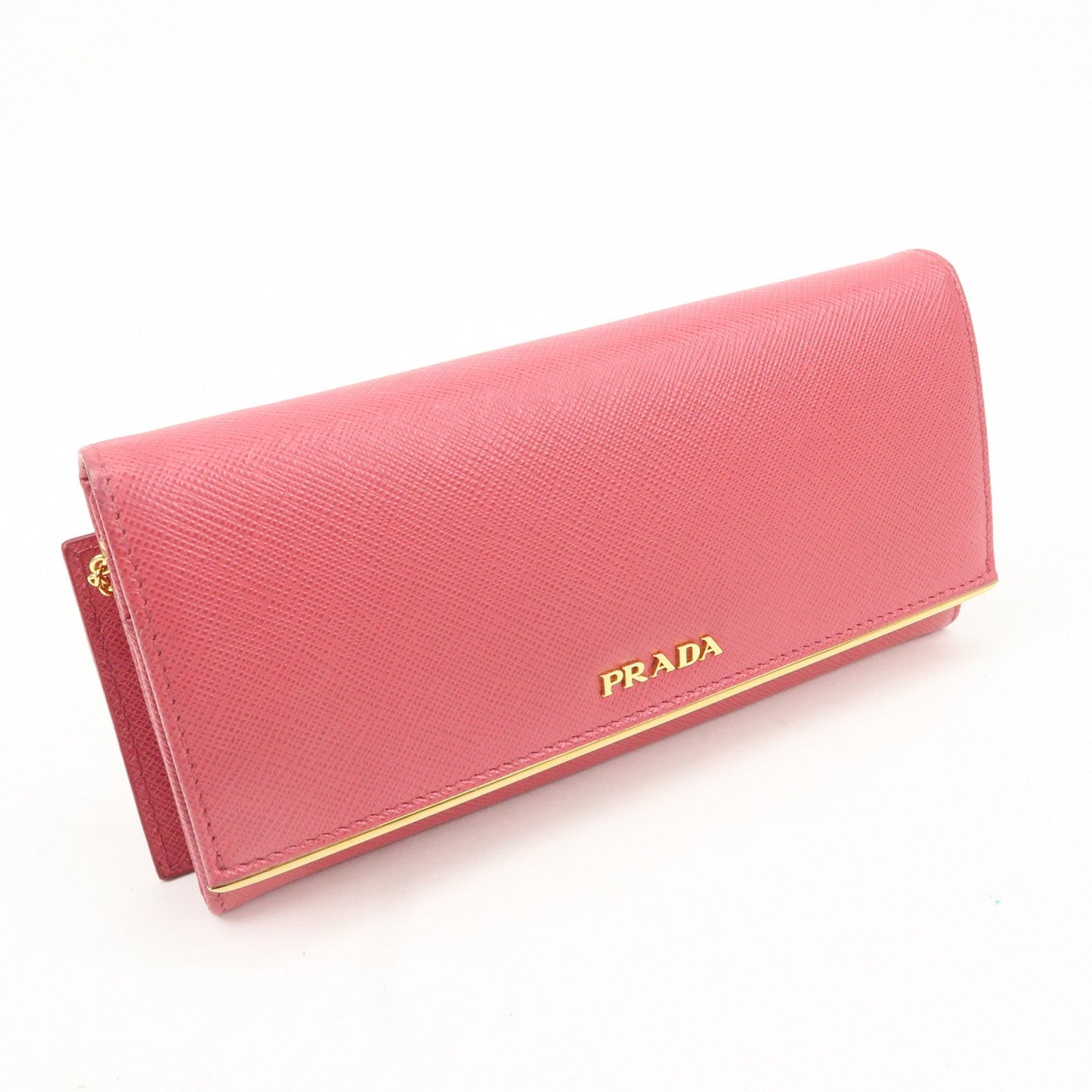 PRADA Saffiano Leather Bi Fold Long Wallet Pink 1MH132  d