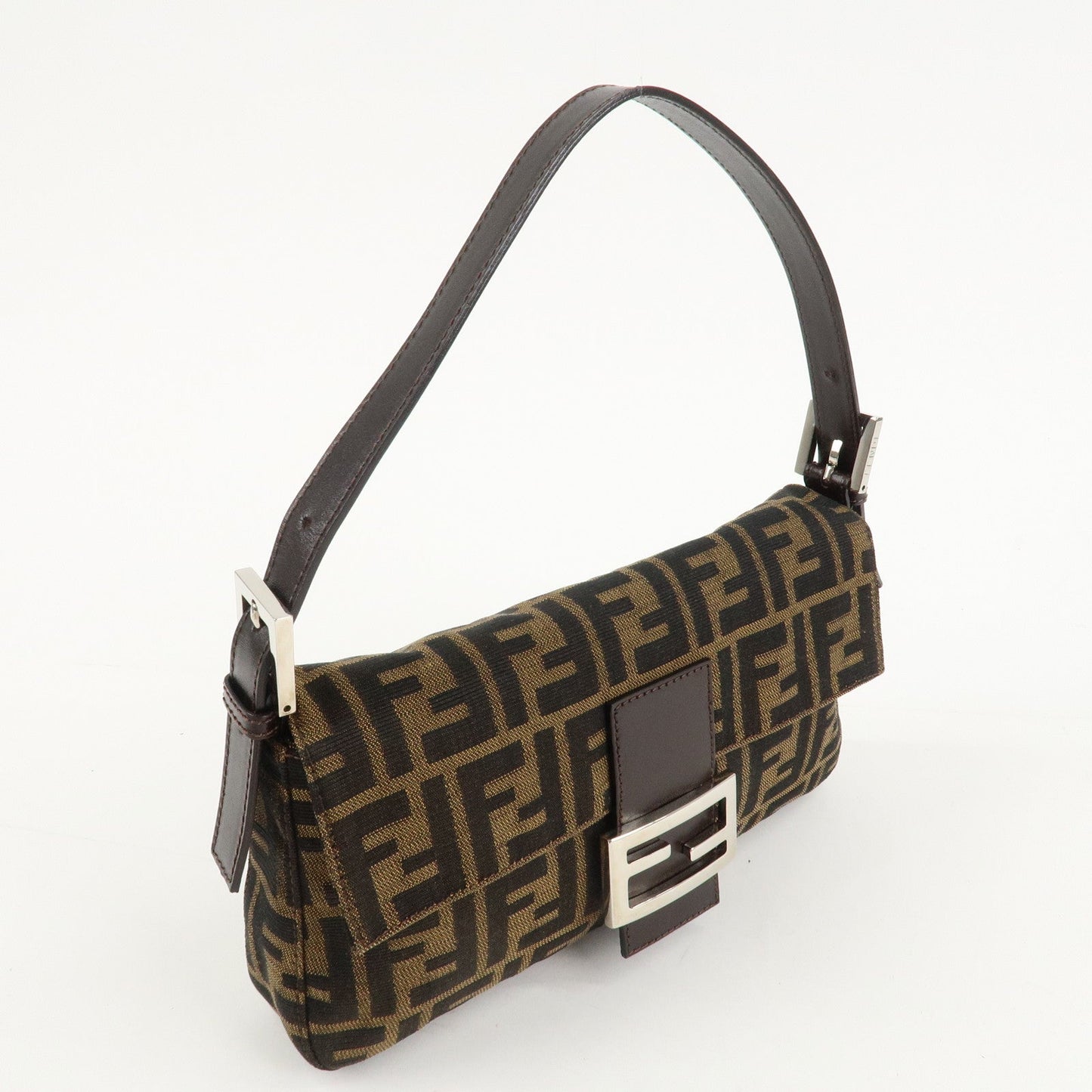 FENDI Mamma Baguette Zucca Canvas Leathr Shoulder Bag 214526424099  d