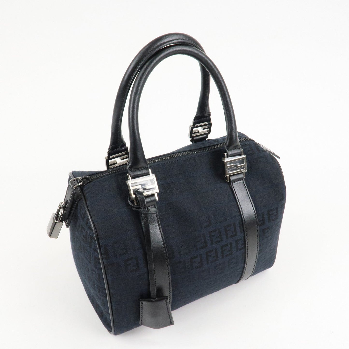 FENDI Zucca PVC Enamel Mini Boston Bag Black 8BL068  d
