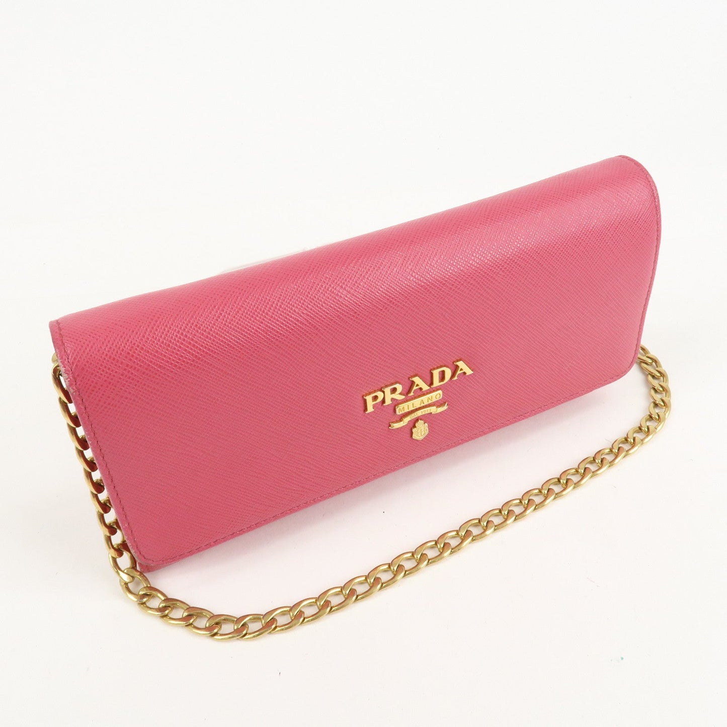 PRADA Saffiano Metal Chain Wallet Shoulder Bag Pink 1DH002  d