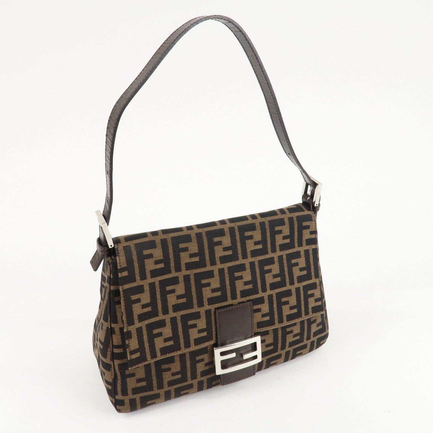 FENDI Mamma Baguette Zucca Canvas Leather Shoulder Bag 26325  d