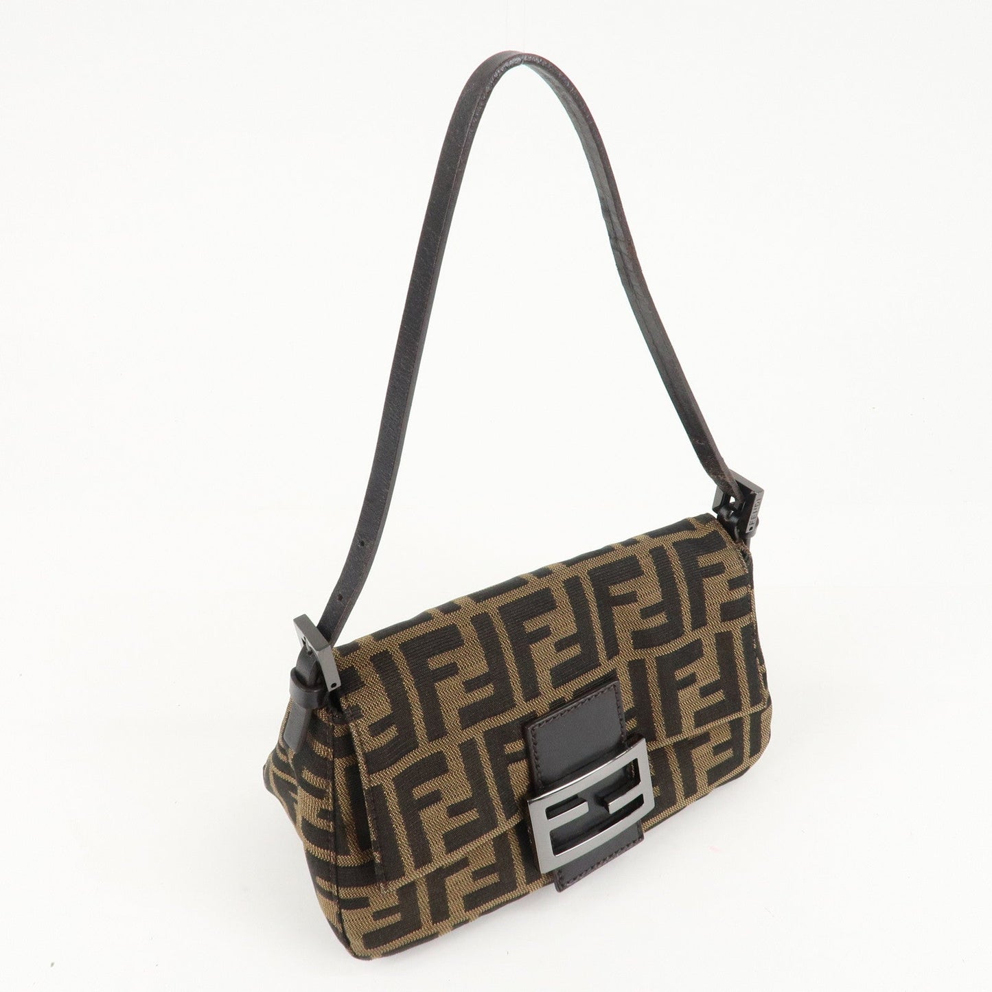 FENDI Mini Mamma Baguette Zucca Shoulder Bag Black Brown 8BR180  d