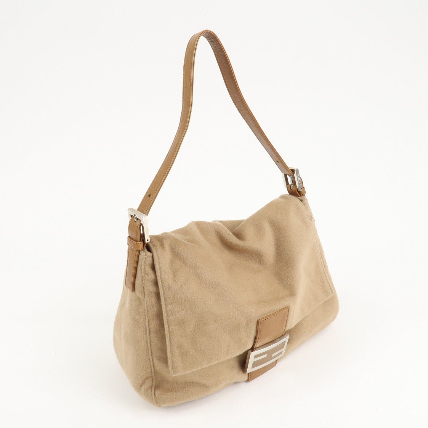 FENDI Mamma Baguette Cashmere Leather Shoulder Bag 26325  d