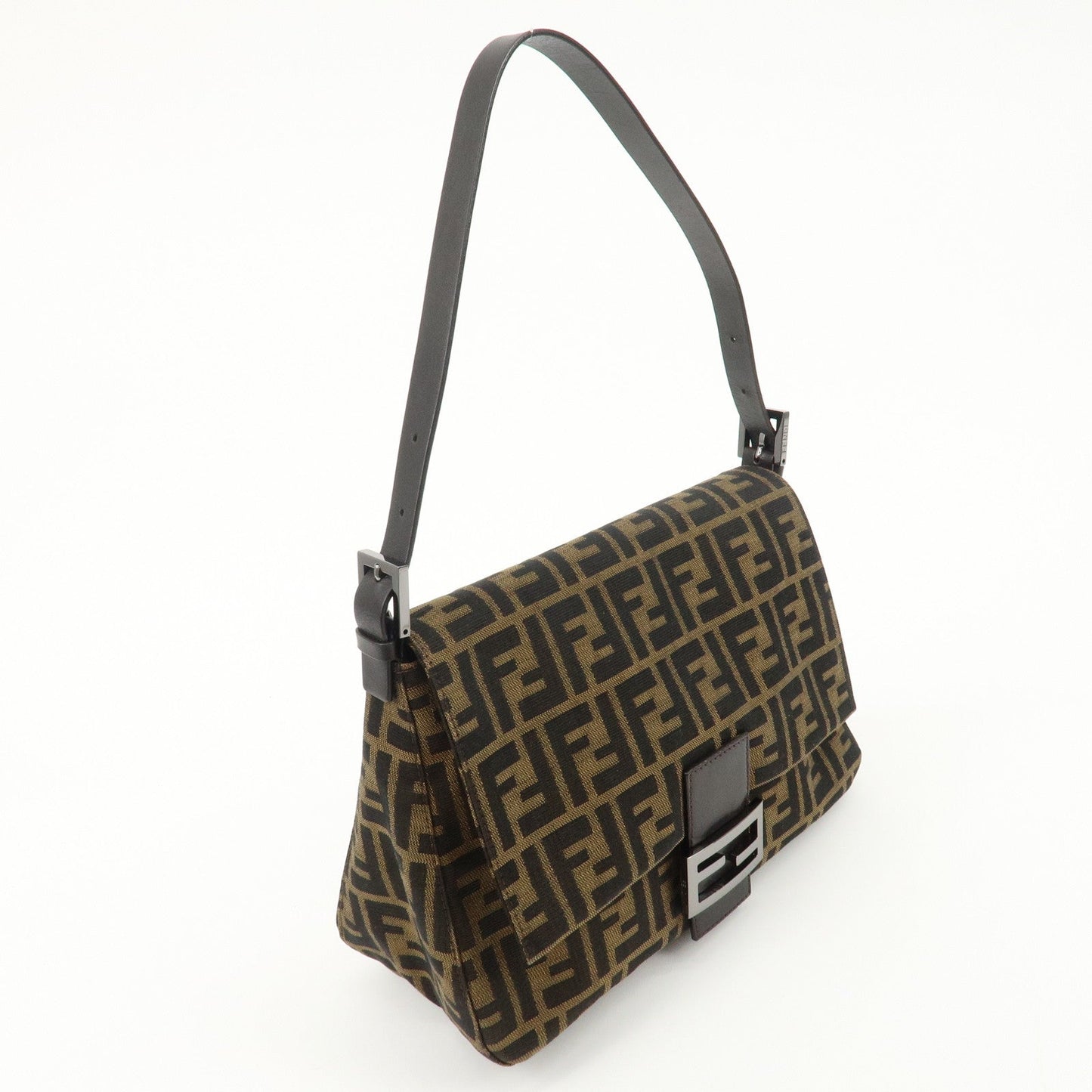 FENDI Mamma Baguette Zucca Canvas Leather Shoulder Bag 8BR001  d