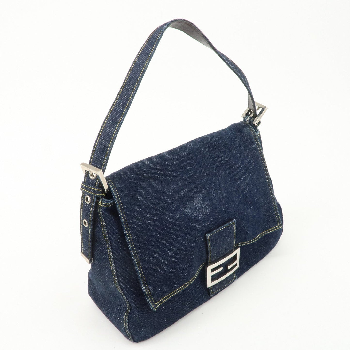 FENDI Denim Leather Mamma Baguette Shoulder Bag 26325  d