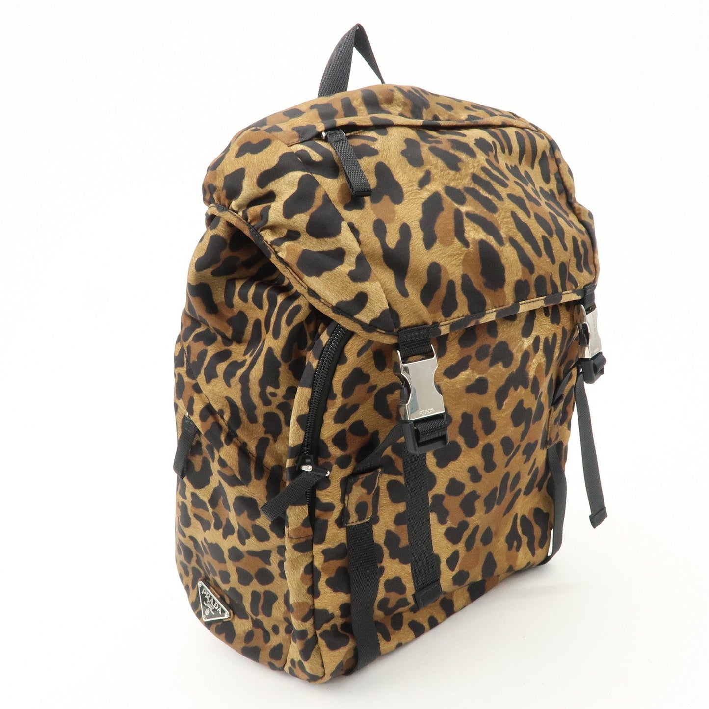 PRADA Nylon Leopard Print Back Pack Brown Black 2VZ062  d