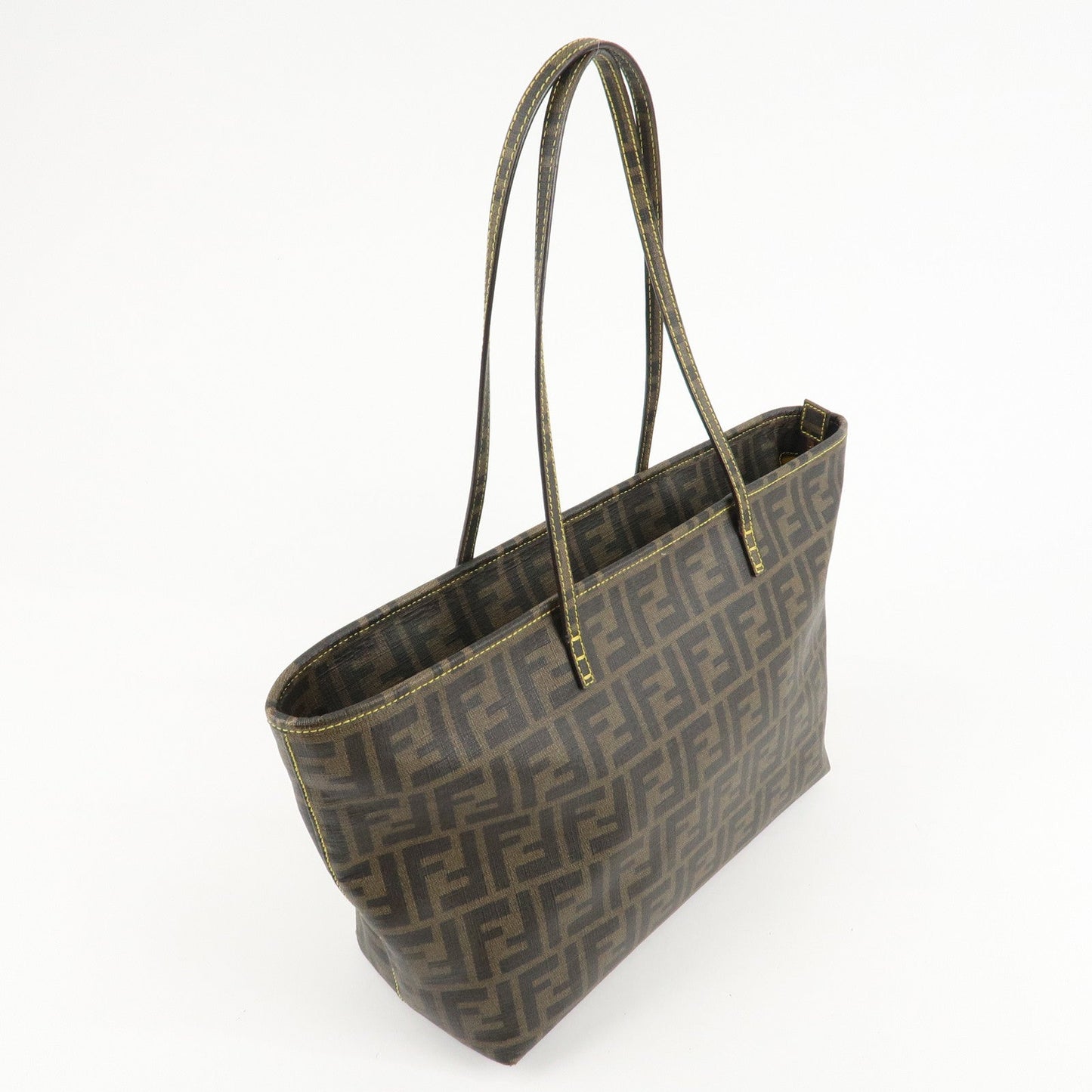 FENDI Zucca Logo Print PVC Tote Bag Brown Black 8BH198  d