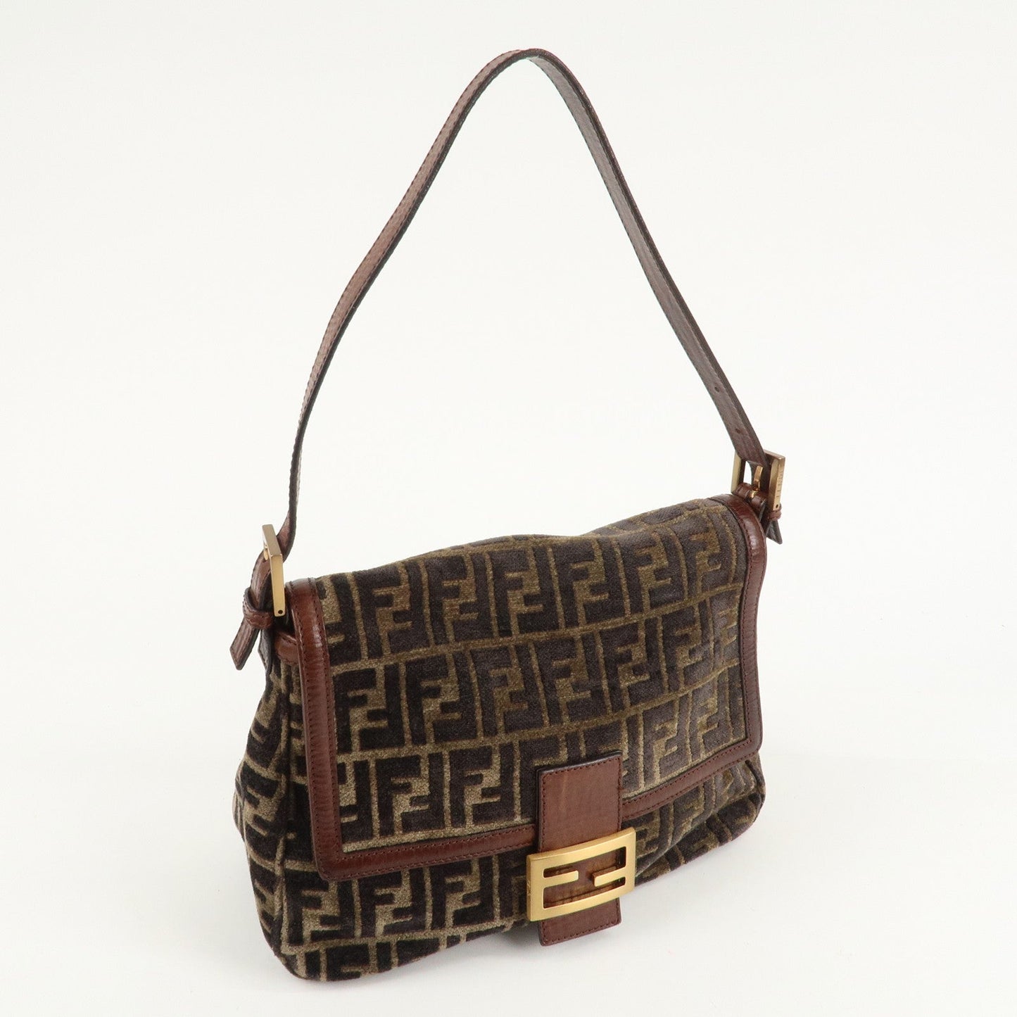 FENDI Mamma Baguette Zucca Pile Leather Shoulder Bag 8BR001  d