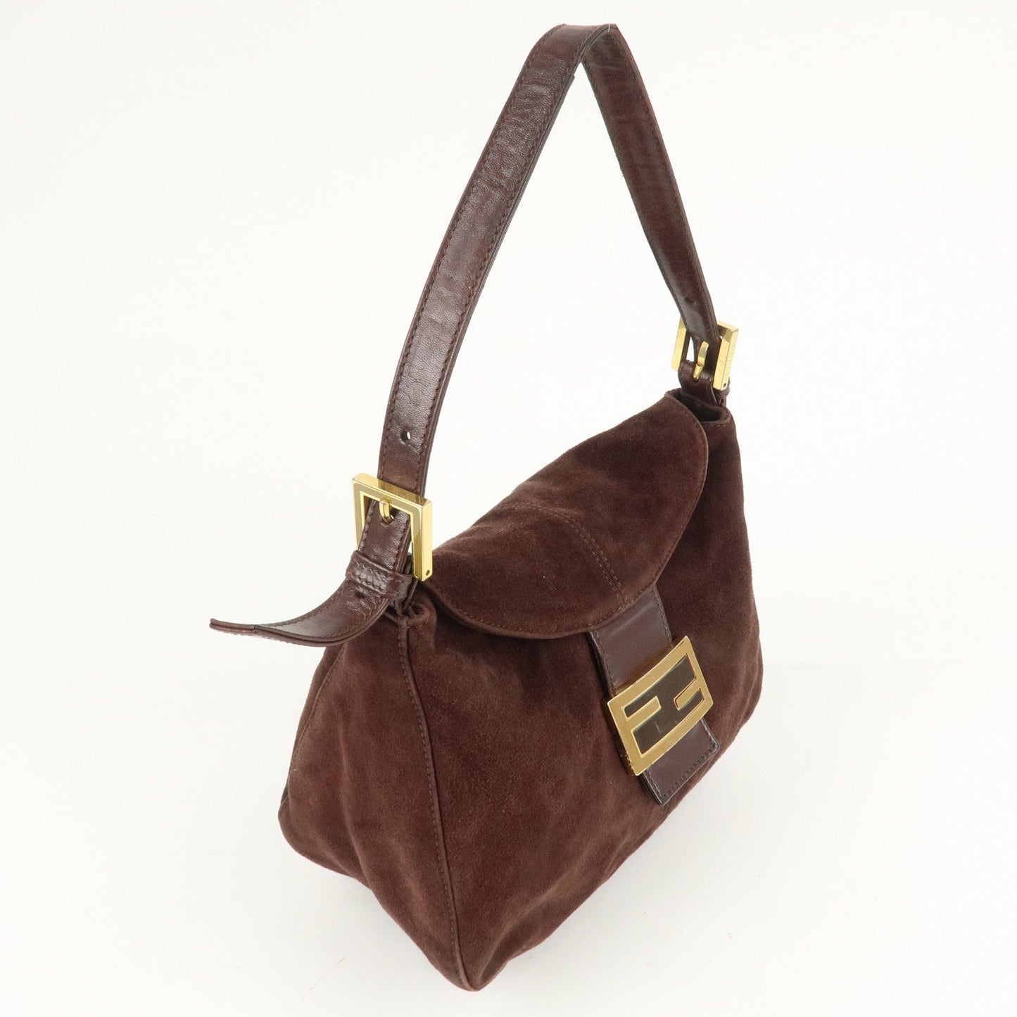 FENDI Suede Leather Shoulder Bag Hand Bag Brown 26426  d